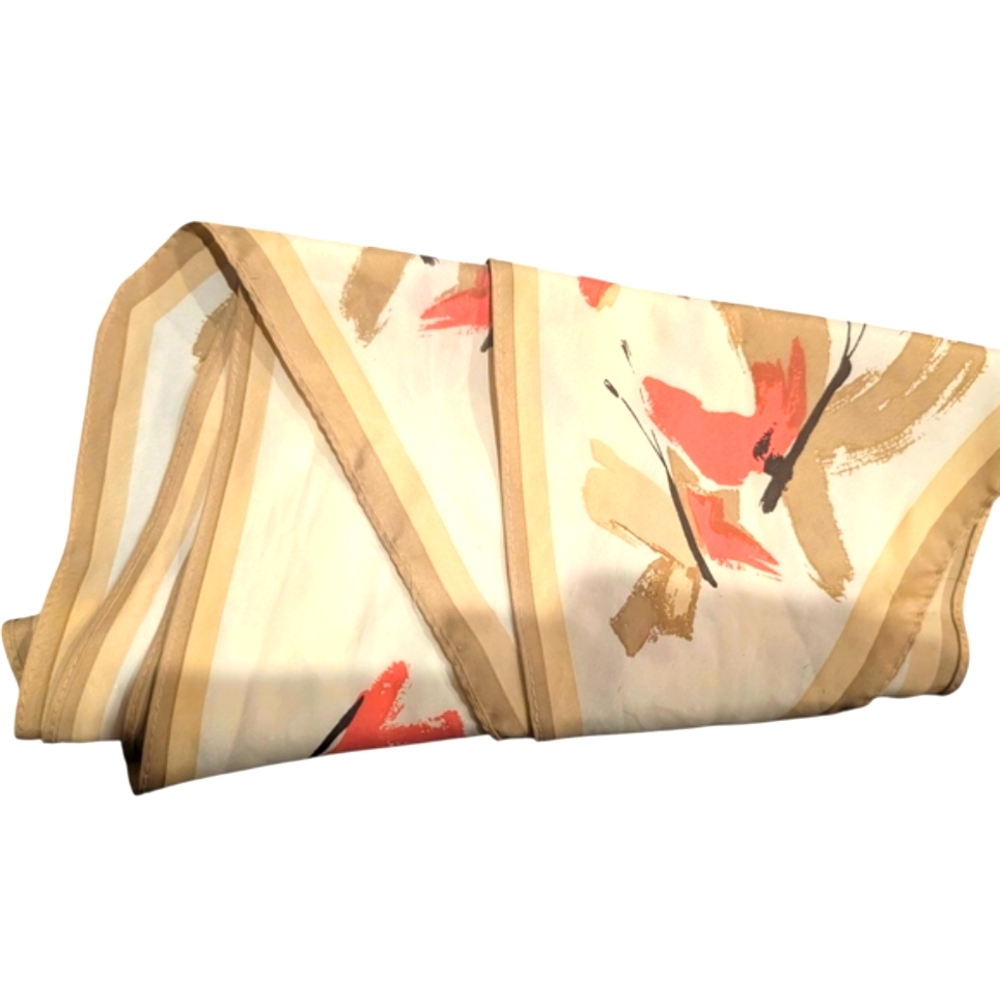 Una Elegant Cream and Tan Floral Scarf